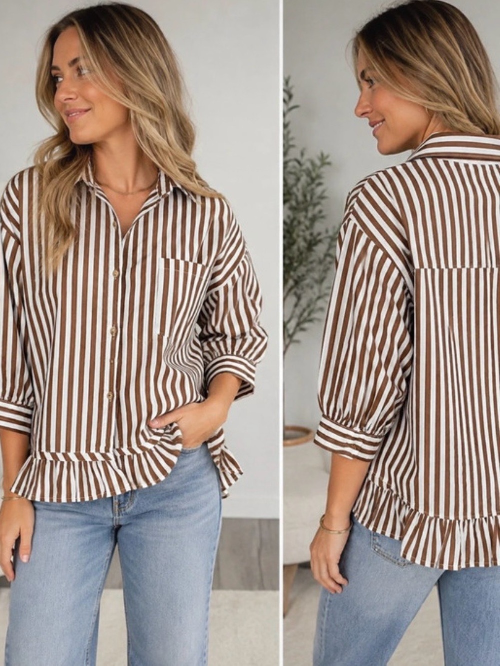 Large stripe 100% cotton nwot ruffle detail